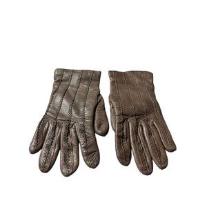 Sermoneta Leather Cashmere Brown Gloves Size 6.5